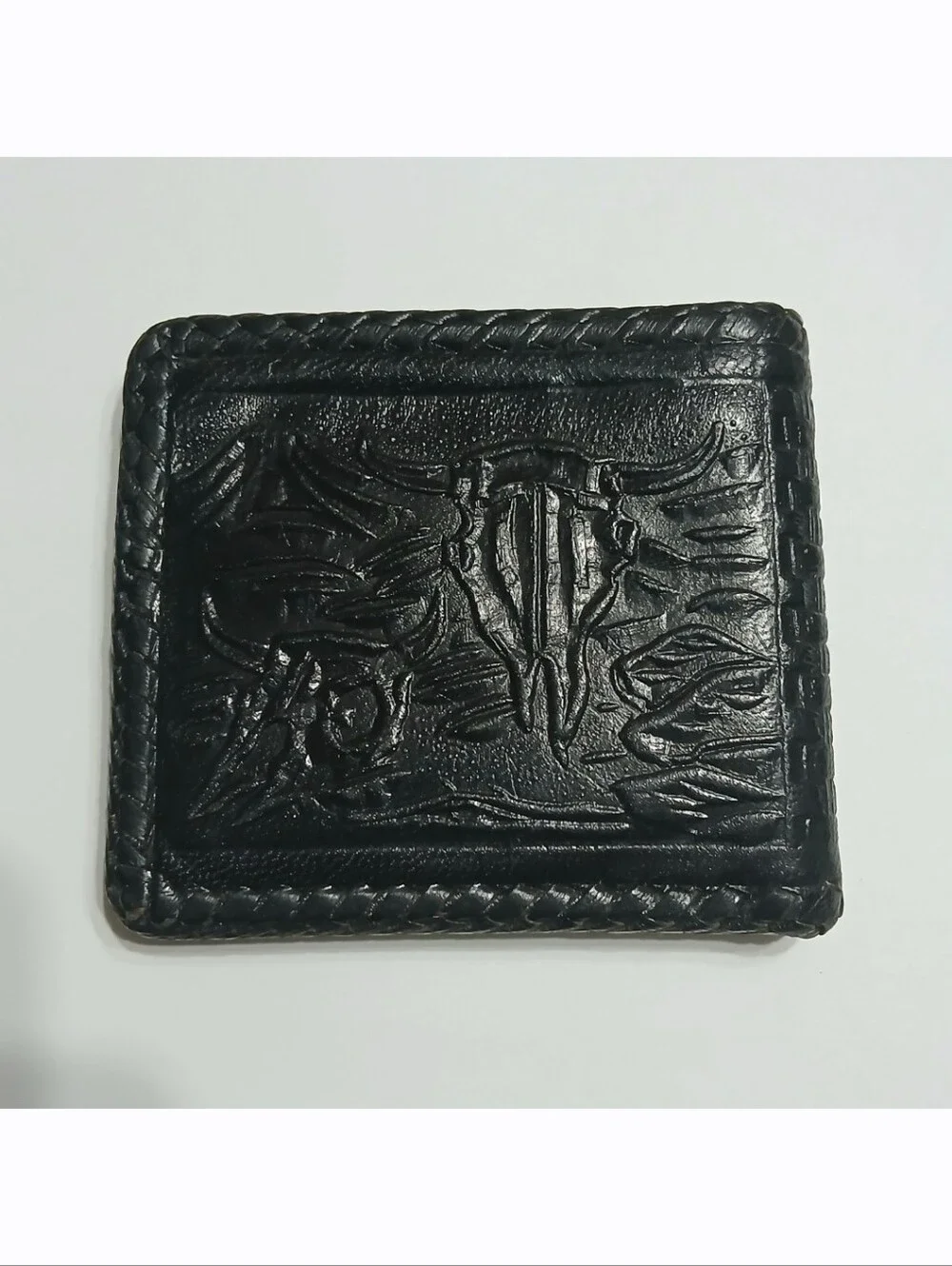 Art. De Piel Black Genuine Leather Mexico Embossed Western Desert Scene Wallet